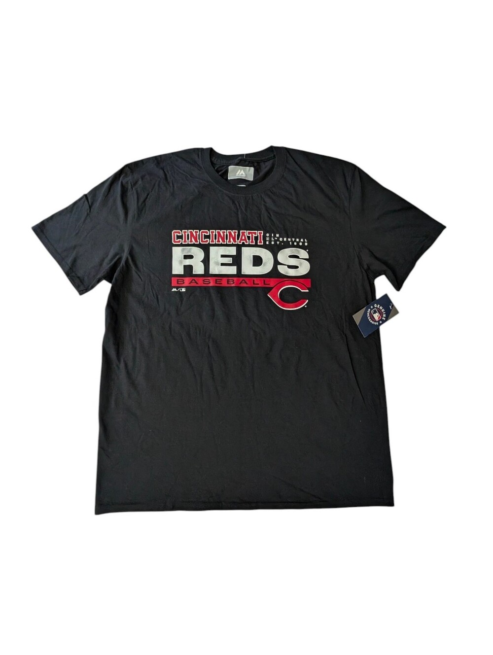 Cincinnati Reds Baseball Majestic Black MLB Licensed Shirt Men's Size XL NWT